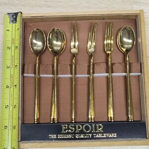 Japanese Espoir Martian Original 12 Piece Gold Plated Silverware Set